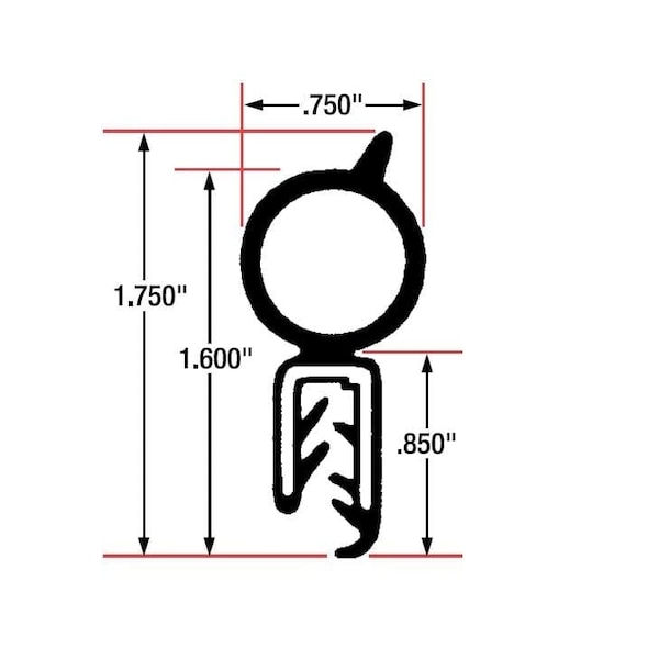 Fairchild Industries Trim Seal, Flexible Steel Wire Core, .11"-.13", Black, 25Ft, 1618-25 1618-25 - main